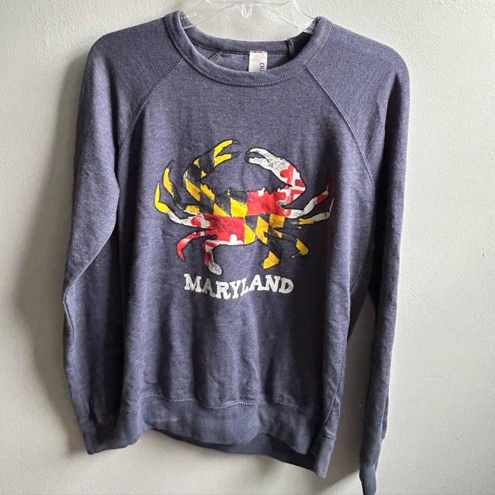 Blue Crewneck Sweater with Maryland Crab Design